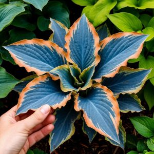 Хоста Океан Вью купить по цене от 960р. в интернет-магазине «Посадика» с доставкой почтой в в Карабулаке и по всей России – [изображение №1].